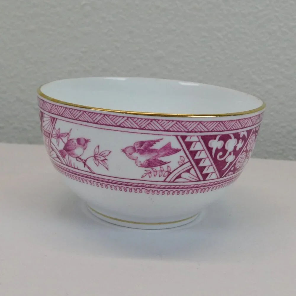 Meigh Forester Congo Fine China White Pink Gold Trim Round Bowl 4 1/8" Antique - Picture 4 of 9